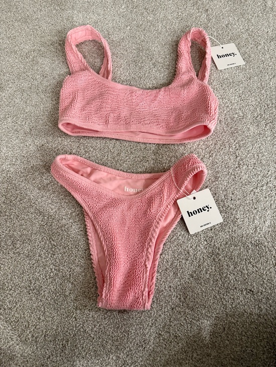 Honey Swim Other - Honey Swim Baby Pink Luxe Textured Bikini Set